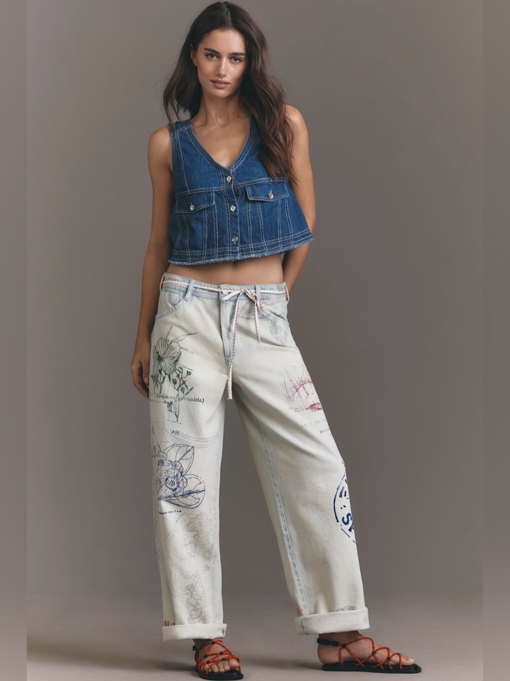 Anthropologie Pilcro Mid-Rise Slouchy Wide-Leg Cuffed Jeans - Picture 2 of 16